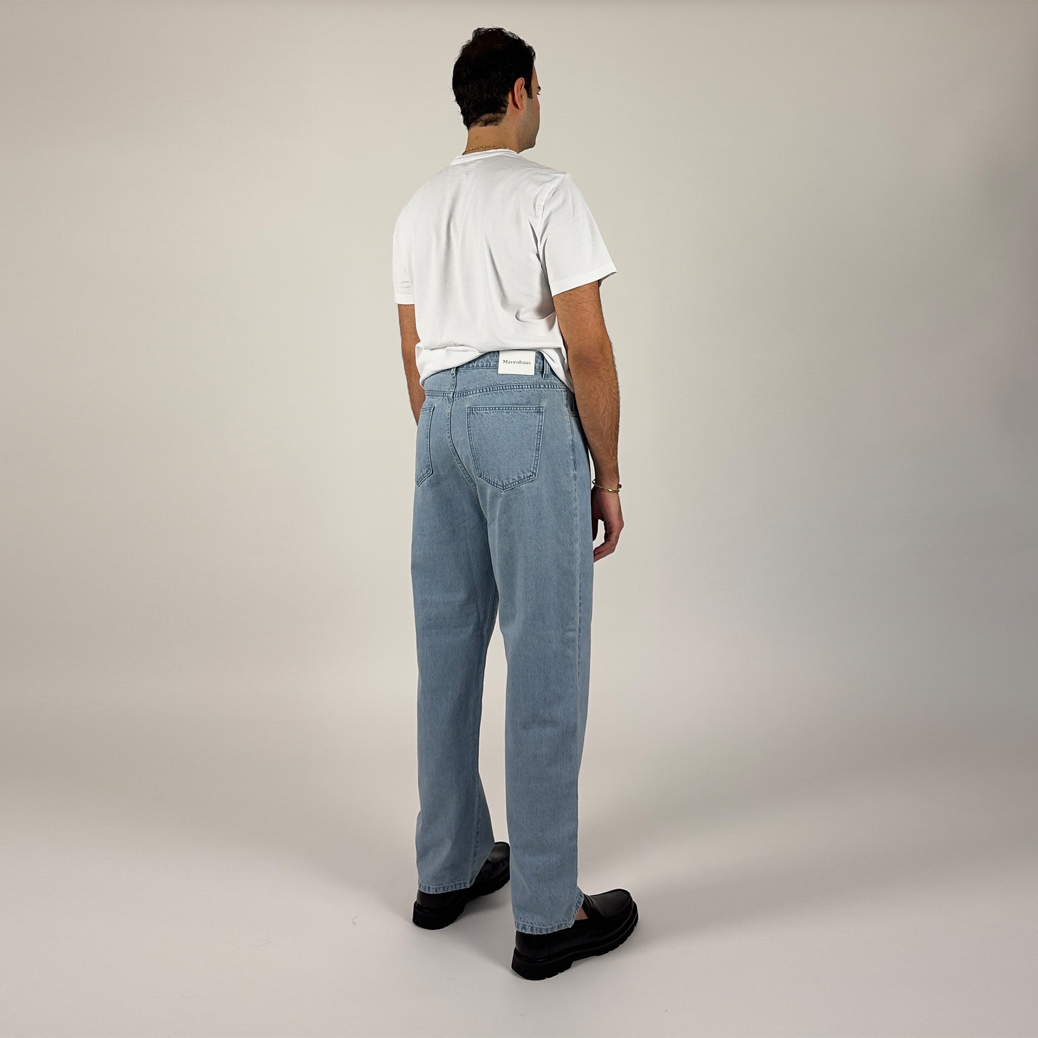 Pleated Core Jeans - Light Blue