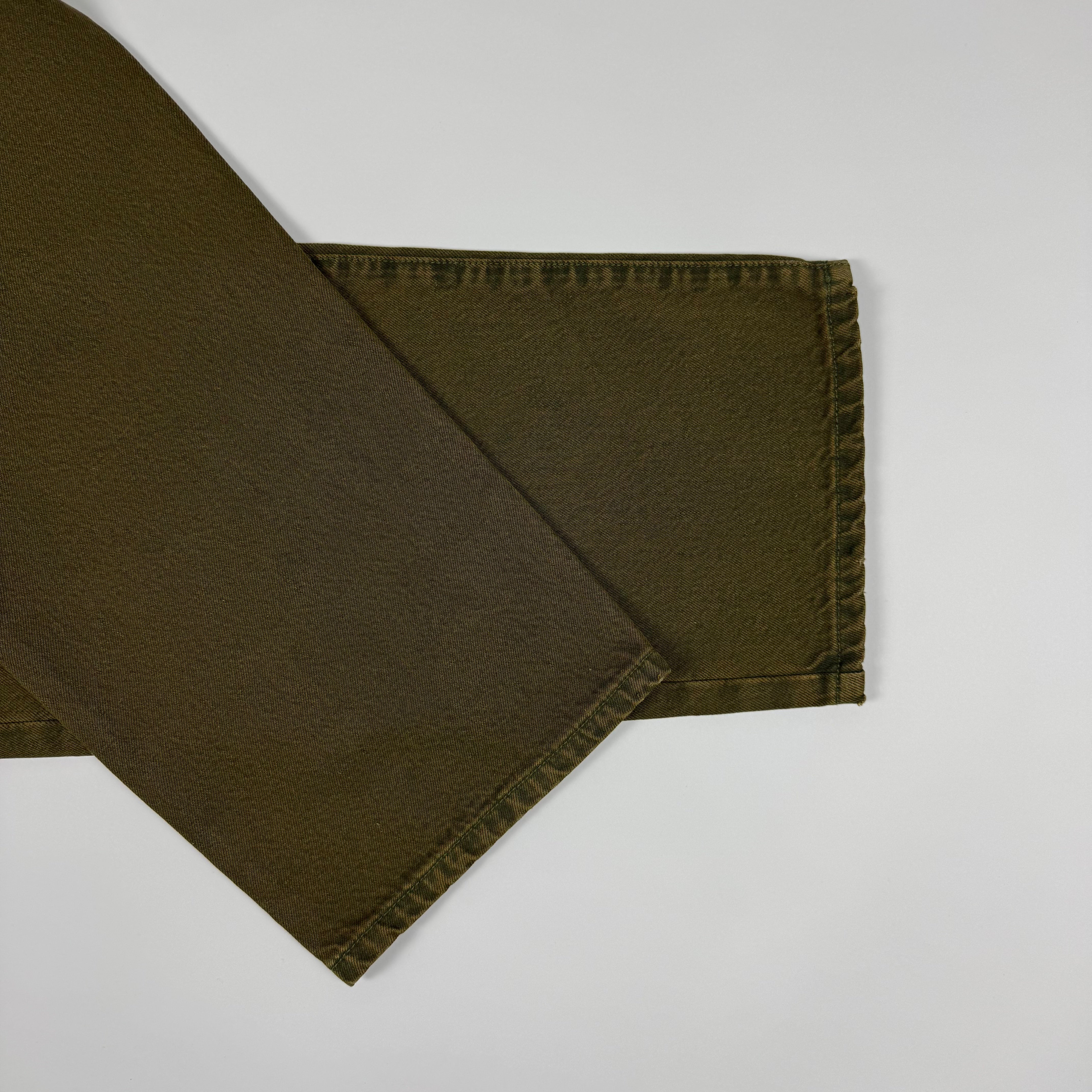 Pleated Core Jeans - Olive Green