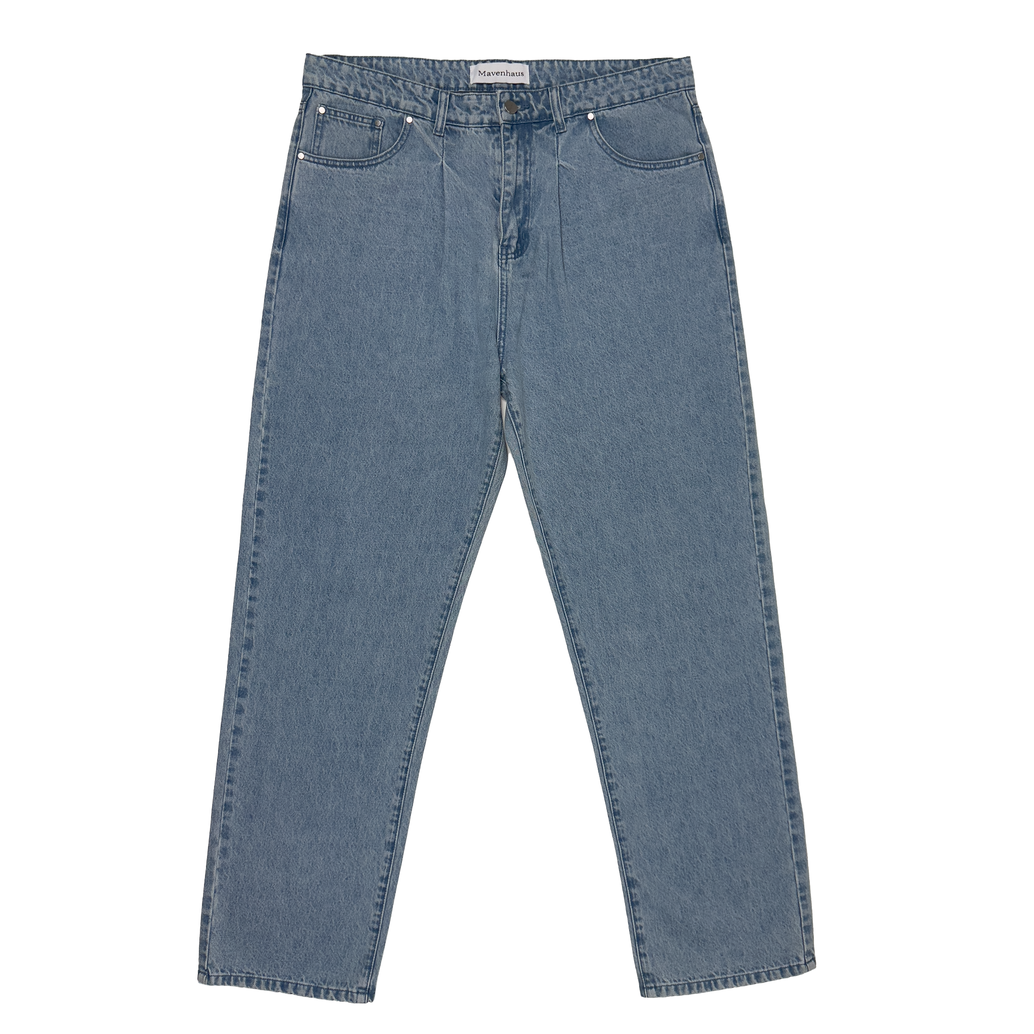 Pleated Core Jeans - Light Blue